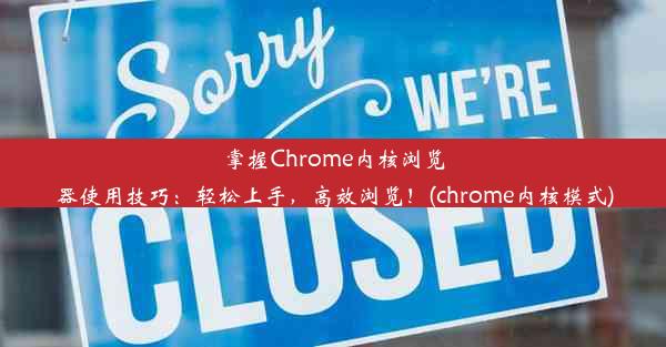 掌握Chrome内核浏览器使用技巧：轻松上手，高效浏览！(chrome内核模式)