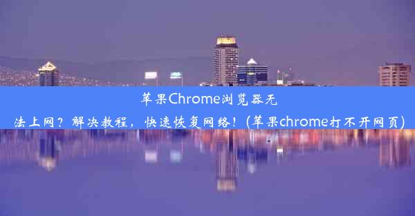 苹果Chrome浏览器无法上网？解决教程，快速恢复网络！(苹果chrome打不开网页)