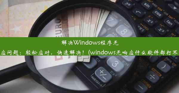 解决Windows程序无响应问题：轻松应对，快速解决！(windows无响应什么软件都打不开)