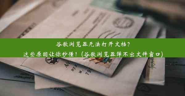 谷歌浏览器无法打开文档？这些原因让你秒懂！(谷歌浏览器弹不出文件窗口)