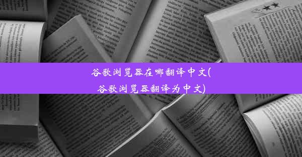 谷歌浏览器在哪翻译中文(谷歌浏览器翻译为中文)