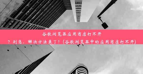 谷歌浏览器应用商店打不开？别急，解决方法来了！(谷歌浏览器中的应用商店打不开)