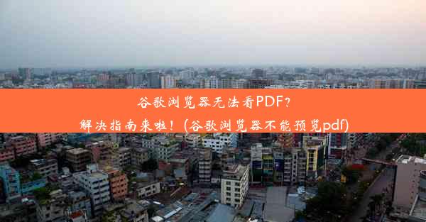 谷歌浏览器无法看PDF？解决指南来啦！(谷歌浏览器不能预览pdf)