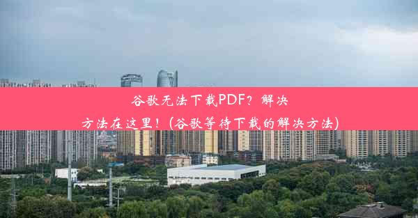 谷歌无法下载PDF？解决方法在这里！(谷歌等待下载的解决方法)