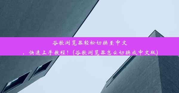 谷歌浏览器轻松切换至中文，快速上手教程！(谷歌浏览器怎么切换成中文版)