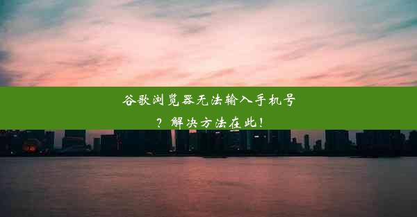 谷歌浏览器无法输入手机号？解决方法在此！