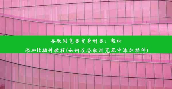 谷歌浏览器变身利器：轻松添加IE插件教程(如何在谷歌浏览器中添加插件)