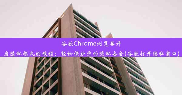 谷歌Chrome浏览器开启隐私模式的教程：轻松保护您的隐私安全(谷歌打开隐私窗口)