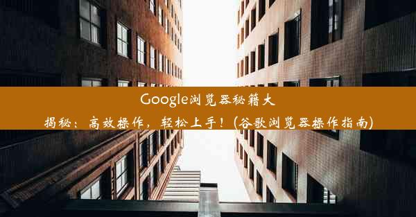 Google浏览器秘籍大揭秘：高效操作，轻松上手！(谷歌浏览器操作指南)