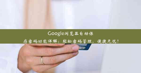 Google浏览器自动保存密码功能详解：轻松密码管理，便捷无忧！