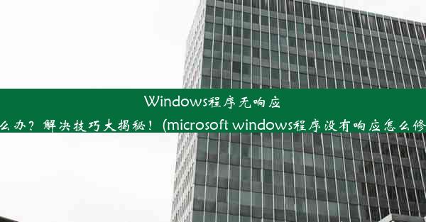 Windows程序无响应怎么办？解决技巧大揭秘！(microsoft windows程序没有响应怎么修复)