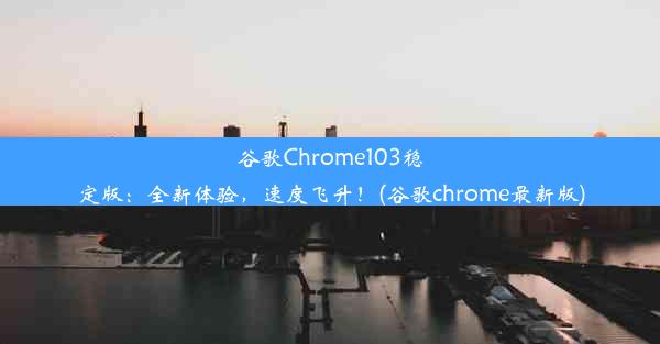 谷歌Chrome103稳定版：全新体验，速度飞升！(谷歌chrome最新版)