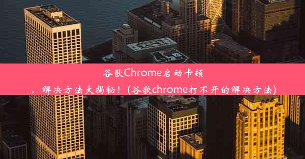 谷歌Chrome启动卡顿，解决方法大揭秘！(谷歌chrome打不开的解决方法)